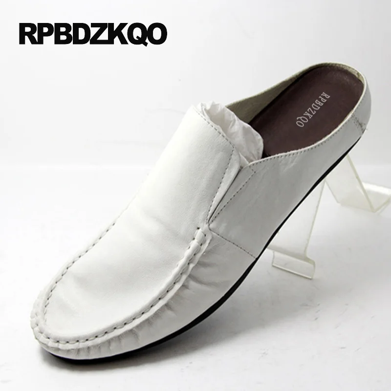 Настоящая кожа мокасины мулы белый Британский стиль слипоны Бургундия Мужская