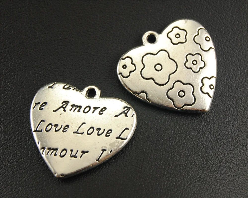 

Шармы из цинкового сплава с цветами и буквами в форме сердца, 26 х25 мм, 5 шт.