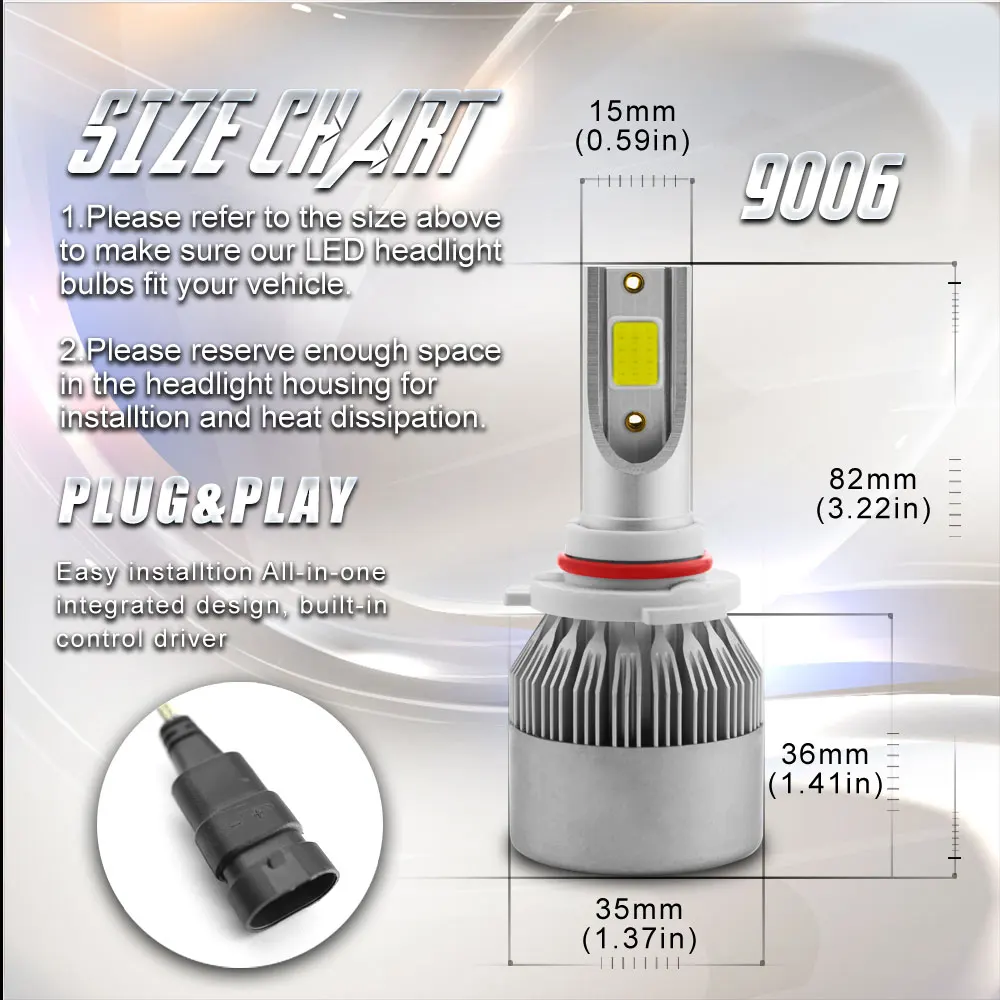 TXVSO8 C6 светодиодная Автомобильная фара H7 LED H4 Лампа HB2 H1 H3 H11 HB3 9005 HB4 9006 9004 9007 72 Вт 8000lm