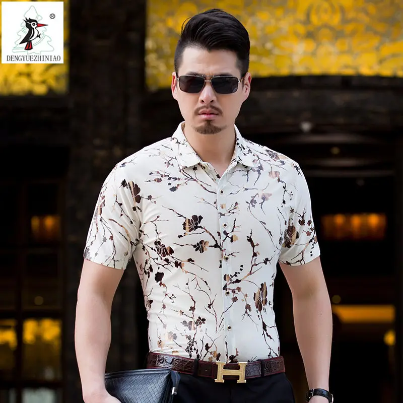 2017 Бесплатная доставка Одежды с коротким Рукавом Slim Fit Мужчины Рубашка Turn Down