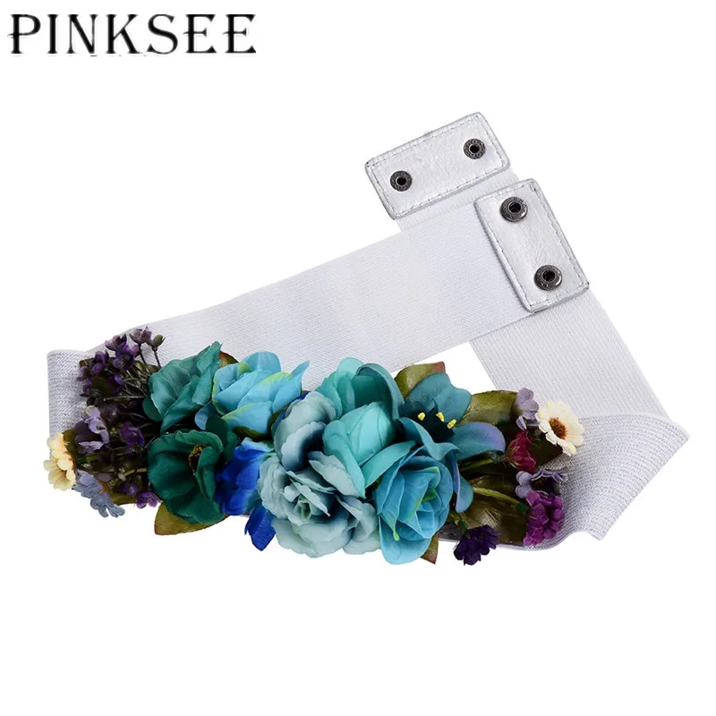 PINKSEE красочные большие цветочные эластичные цепи для живота с защелкой Модные