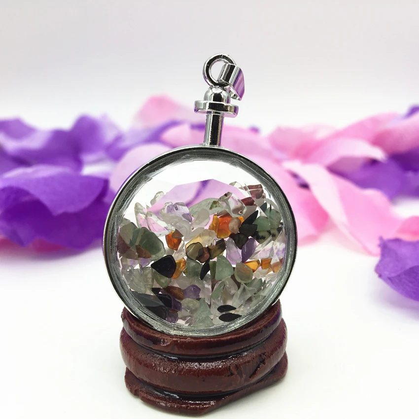 Оптовая цена Круглый Кулон-капля из натурального камня многоцветный кристалл