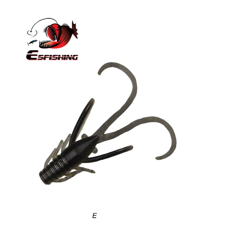 E ESFISHING креветка хог40 45 мм 0,8 г 10 шт. креветка Приманка Мягкая приманка ледяной рыболовный воблер Pesca форель Морская рыбалка Спиннербейт джиг - Цвет: E