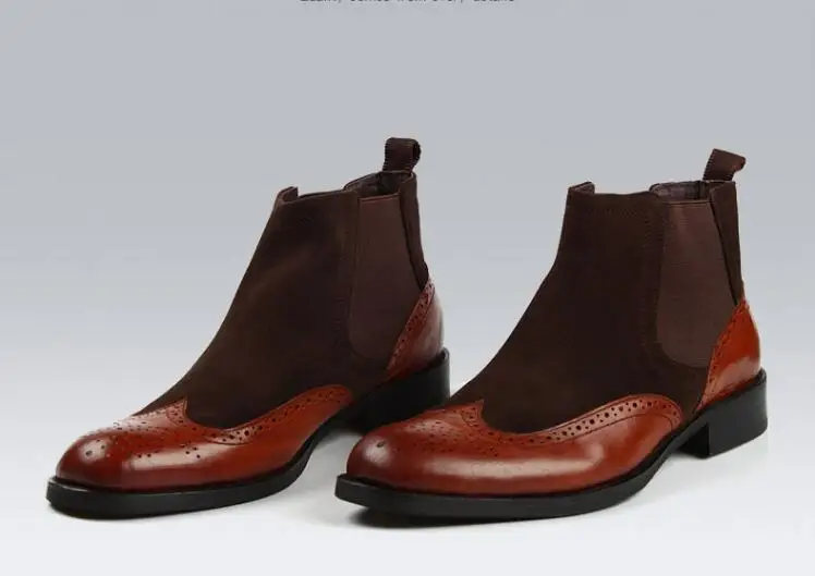 Мужские туфли броги с резным узором деловая повседневная обувь высоким берцем