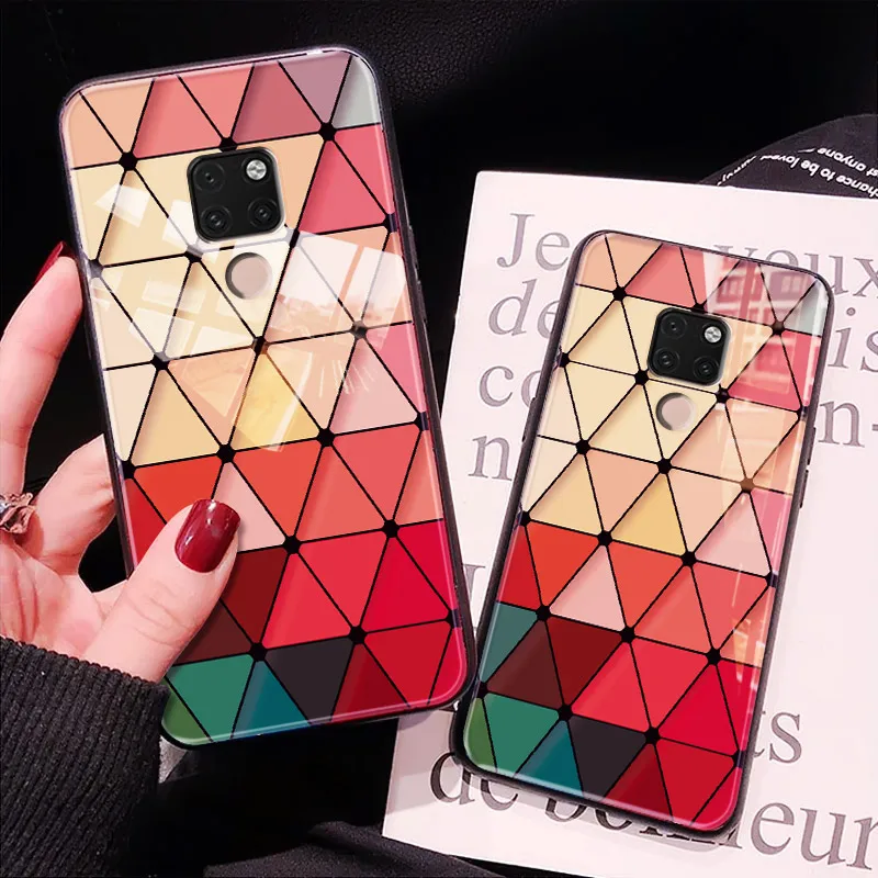 Manderm разноцветный Модный чехол для телефона из закаленного стекла на huawei P30 P20 Pro