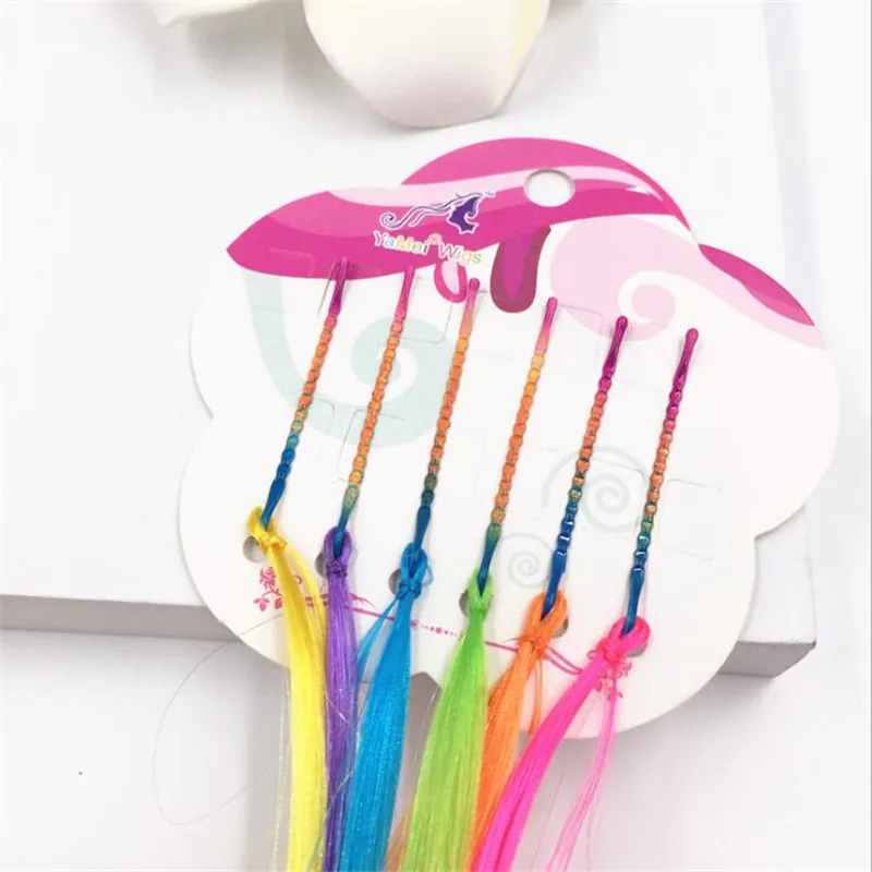 6pcs/set Girls Rainbow Hair Clips Twist Wig Hairpins Bohemian Braid Headband for Kids Boutique Butterfly Hair Clip Accessories
