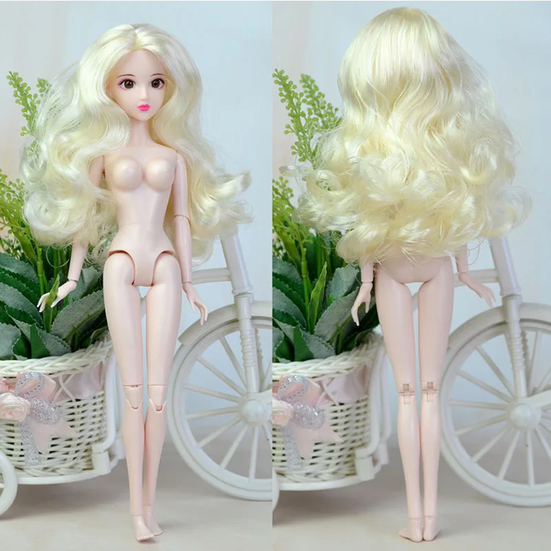 Gold Curled 1 набор, 16 шарнирных кукол, 3D, настоящие глаза, избегайте клея, голова куклы, 1/6 BJD, с волосами, кукла, аксессуары с макияжем, косплей, кукла для девочек, игрушка - Цвет: Gold Curled