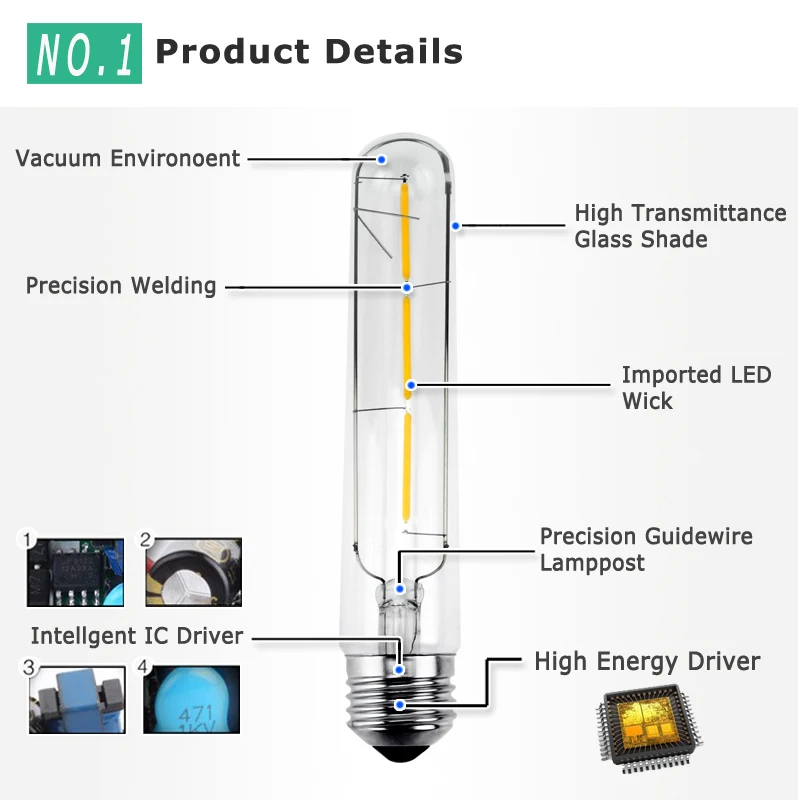 Светодиодсветодиодный лампа Эдисона E27 3/6/7/8 Вт 220 В переменного тока|bulb 3w|led edison