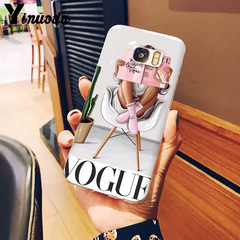 Yinuoda VOGUE Рождественская Принцесса Девушка женский Босс кофе чехол для телефона для samsung S5 S6 S6 edge S6edge Plus S7 S8 S9 Plus чехол