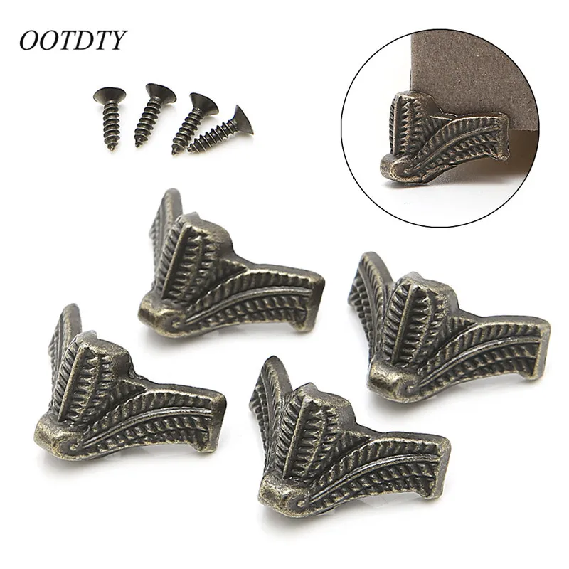 OOTDTY 4x Античная латунная винтажная бронзовая Подарочная коробка для ювелирных