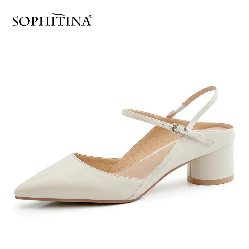 SOPHITINA/Новинка; пикантные женские босоножки с острым носком; модная обувь на квадратном каблуке; сезон весна-осень; повседневные женские босоножки на среднем каблуке с пряжкой; MO212