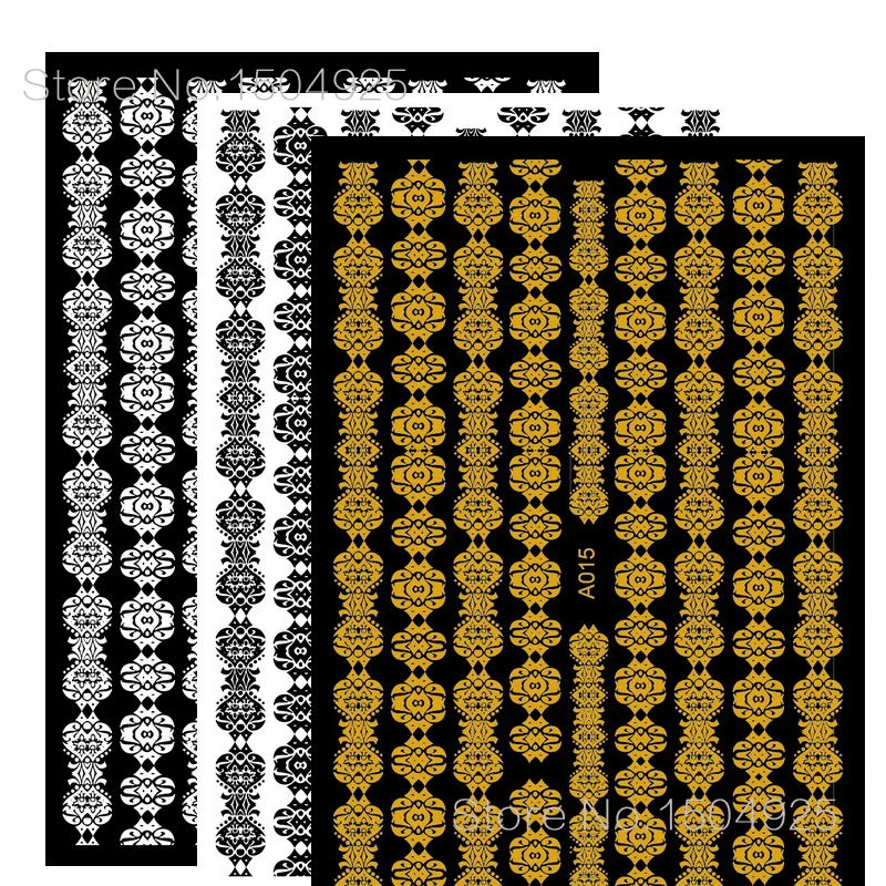 Бело-черные наклейки для дизайна ногтей линейные декоративные Дизайн маникюрный