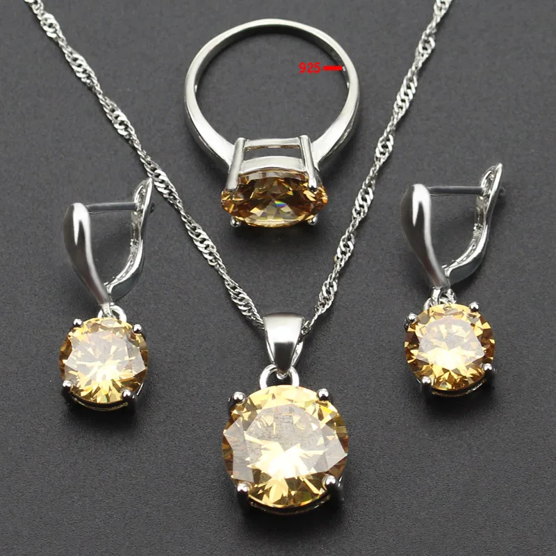 925 серебряный цвет желтый оранжевый морганит свадебные подарки украшения набор