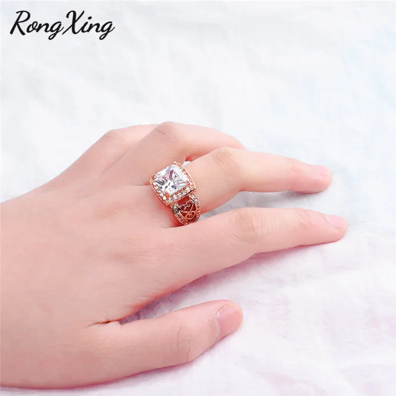 RongXing великолепные розовые Золотые заполненные квадратные большие белые