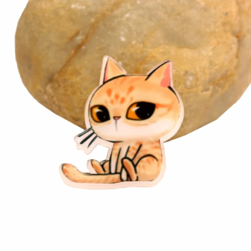 2 Милый маленький кот животное мультфильм бейдж; брошь на булавке Значки рюкзак «сделай сам» Значки на одежду акриловые значки аксессуары - Цвет: 2