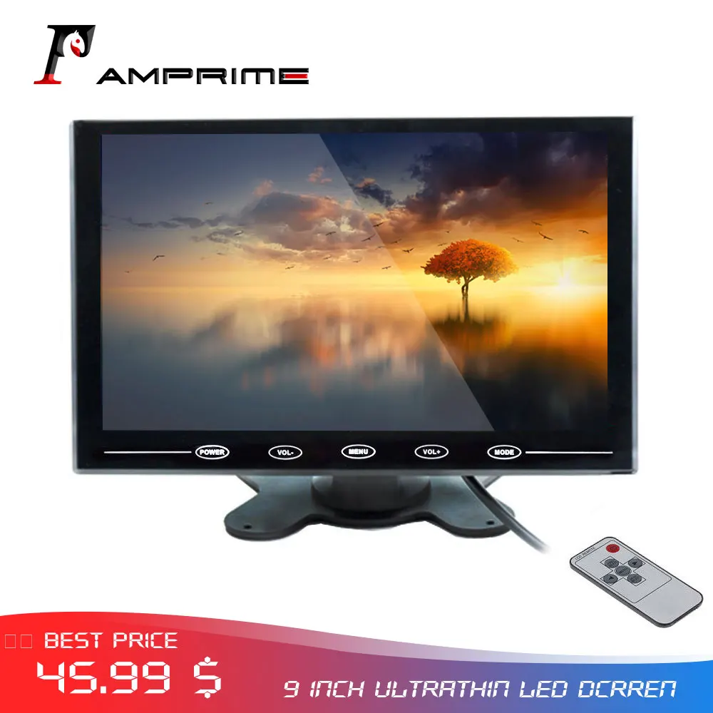 AMPrime 9 &quotультратонкий HD цветной TFT 2 видео вход автомобильный монитор дисплей