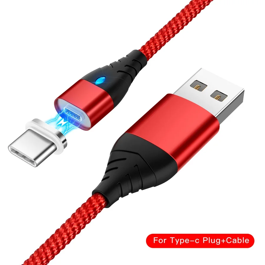 Магнитный кабель Micro usb type C для huawei P20 P30 lite USB C магнитное зарядное устройство для телефона для samsung S9 S10 Xiaomi Redmi note 7 - Цвет: Red For Type C