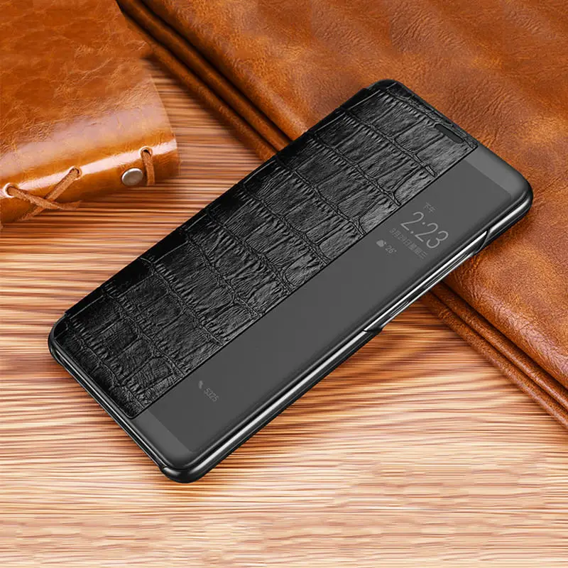 Чехол с крокодиловой текстурой p20pro для huawei P20 mate 10 20 Pro Lite, смарт-чехол с окошком для просмотра, роскошный чехол из натуральной кожи
