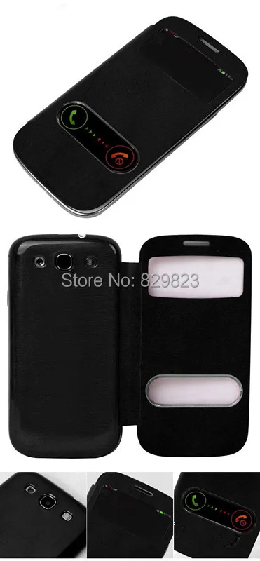 Чехол с откидной крышкой и открытым окном для Galaxy S3 I9300 9300 бесплатная доставка|case
