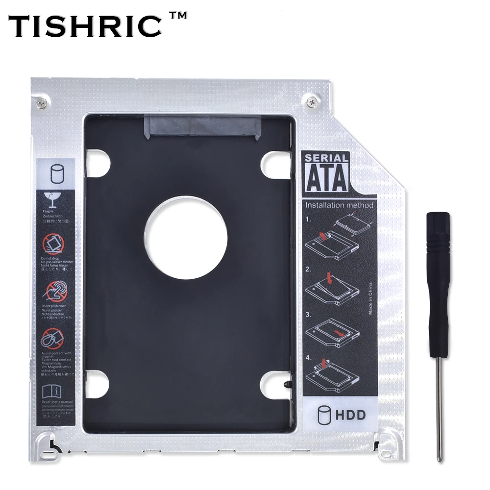 

TISHRIC Aluminum Optibay 9.5mm SATA 3.0 2nd HDD Caddy SSD CD DVD Case Enclosure caddy for Macbook Pro 13" 15" 17" SuperDrive