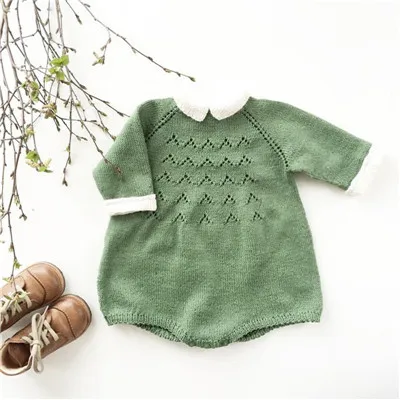 Green Kikikids/комбинезоны для новорожденных девочек; вязаная одежда для мальчиков; Kawaii; зимний комбинезон; Maka Kids; комбинезоны; Bebe; брендовые Детские свитера - Цвет: Green