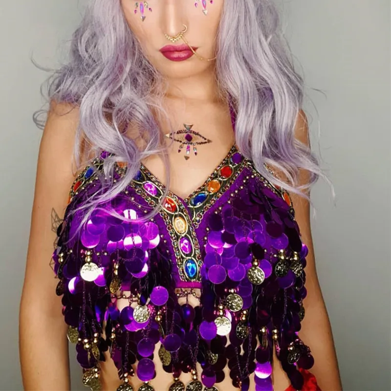 COKAGO Sequin бикини с кисточками Топ женский купальник пуш ап 2019 бюстгальтер