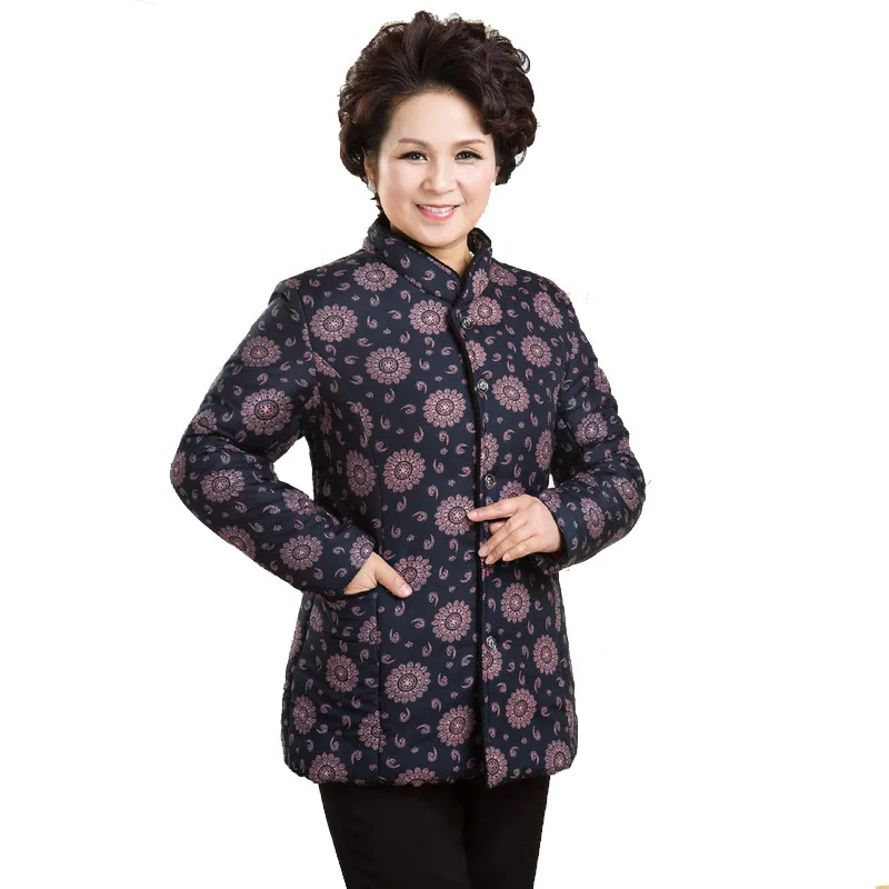 Winter jacket women's middle-aged cotton women's Chinese plus velvet thick printed women's cotton jacket 2019 new style