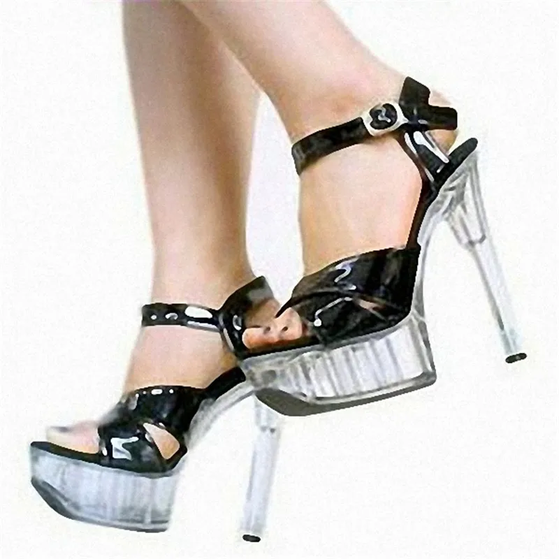 Модные модельные сандалии на прозрачной подошве высотой 15 см|15 cm|model model sandalsandals high