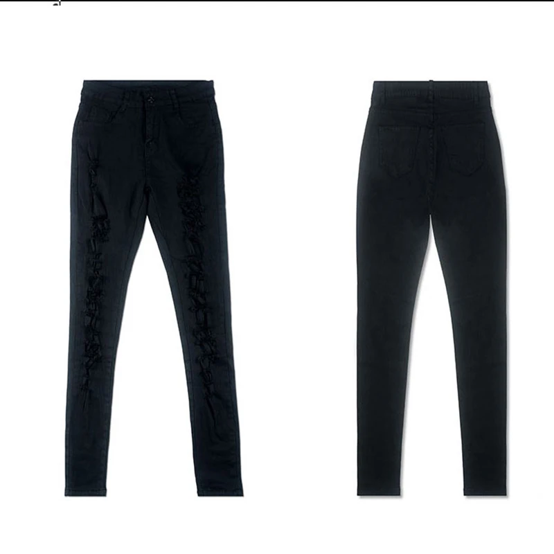 Женственная Дамская обувь модные джинсы Slim Высокая талия узкие джинсовые штаны