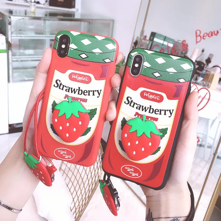 Милый 3D-чехол с клубничным джемом для Samsung Galaxy S7 S8 S9plus S10E note8/note9 мягкий чехол
