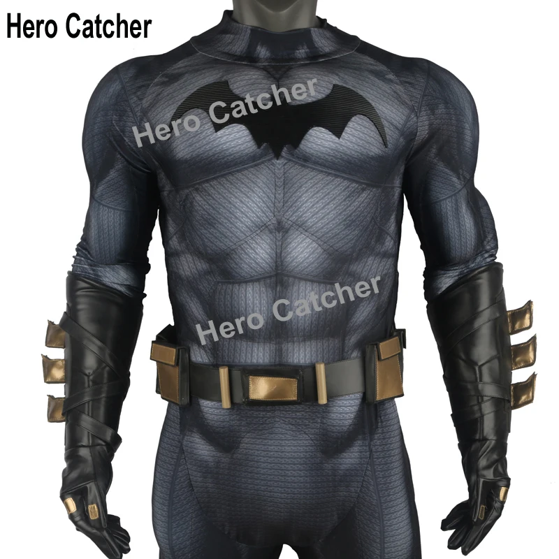Герой Catcher высокое качество новая подкладка для мышц костюм Бэтмена, косплей с рельефом летучая мышь 3D мышечный оттенок костюм Бэтмена для мужчин