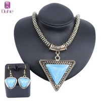 vintage luxury palace statement necklaces geometry gem necklacespendants earring women gift party jewelry set