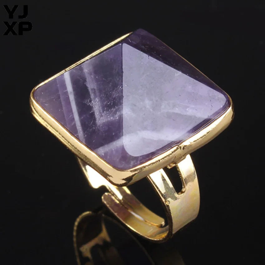 YJXP элегантное простое дизайнерское золотистое кольцо натуральные пурпурные
