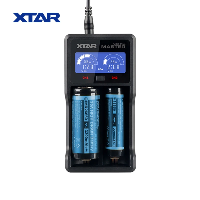 Зарядное устройство XTAR VC2 для зарядки аккумуляторов 14500/18650/18700/26650/ 22650/