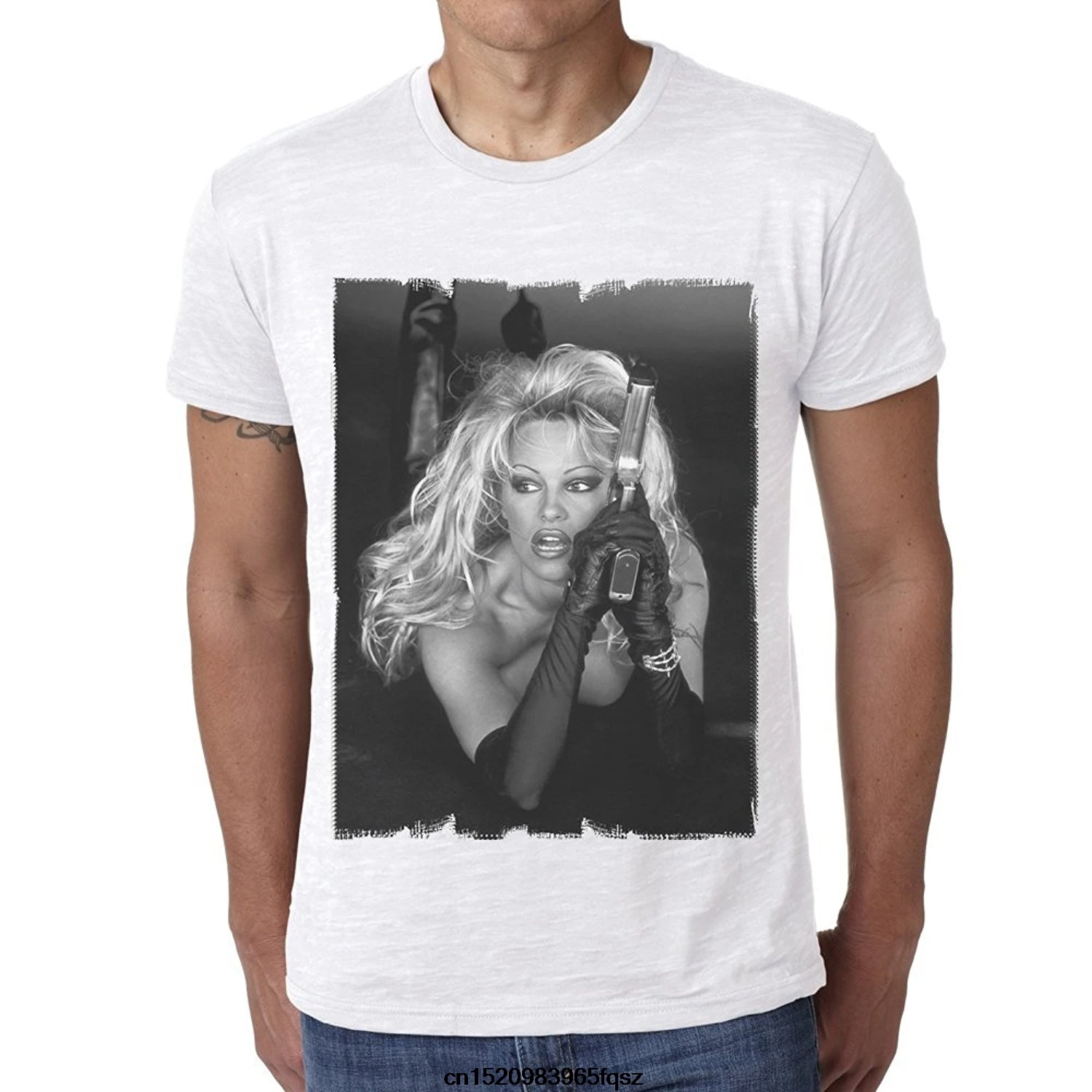 Хлопковая футболка модная бесплатная доставка Pamela Anderson B: мужская знаменитостей