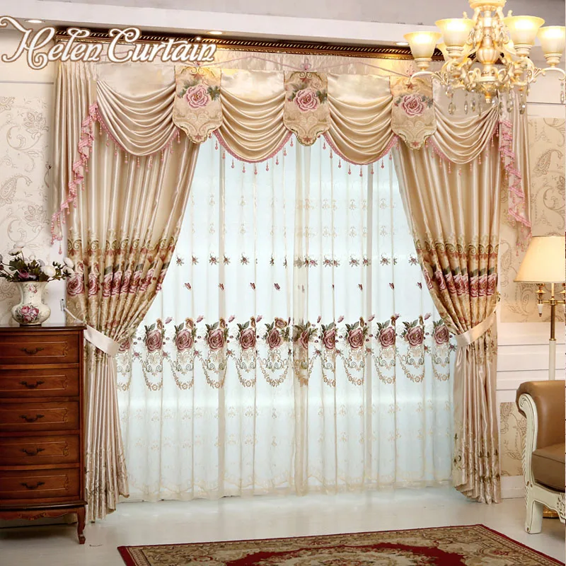 Комплект! Хелен занавески Роскошные для гостиной с Valance европейский стиль