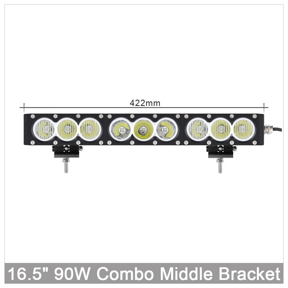 90W Combo Beam x1 30 Вт, 90 Вт, 12 Вт, 150 Вт, 180 Вт, Однорядный светодиодный рабочий светильник для автомобиля, 4x4, внедорожный грузовик, внедорожник, 4WD, точечный прожектор, комбинированный светильник для вождения - Цвет: 90W Combo Beam x1