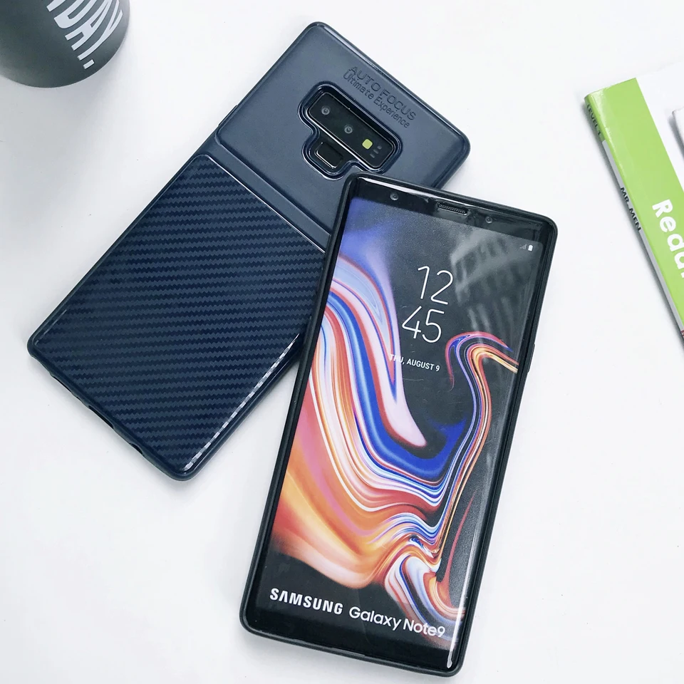 Матовая ТПУ Броня углеродного волокна чехол для телефона samsung Galaxy Note 9 8 S9 S8 S7 край