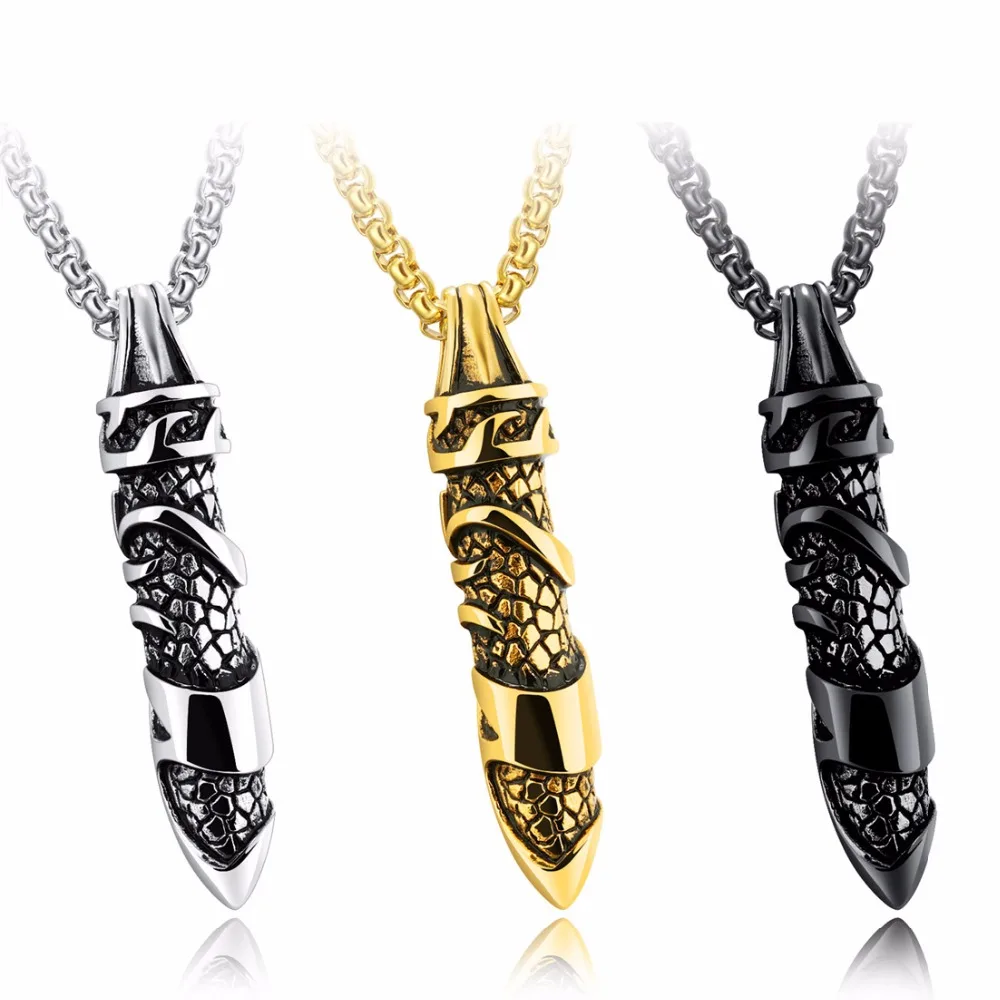 Сильный серебряный цвет/золото/черный цвет пуля кулон ожерелье для мужчин из