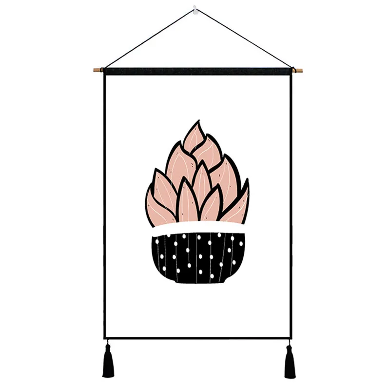 Abstract Watercolor Cactus Wall Painting Print Poster Nordic Wood Solid Hanging Living Room Modern Home Decoration | Дом и сад