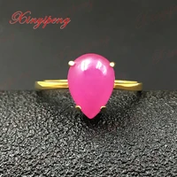 18 k yellow gold with 100 natural ruby ring female fine jewelry pink is a classic contracted water droplets form