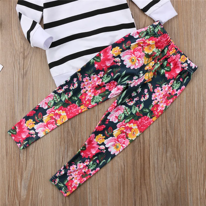 2 шт. Спортивная футболка с длинным рукавом и штаны цветочным принтом | Мать