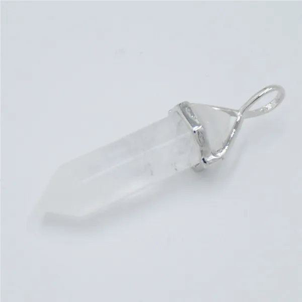 White Crystal Натуральный камень тигровый глаз фиолетовый кристалл кварца кулон шестиугольная колонна столб биконус граненый шарик подвеска маятник подвески - Окраска металла: White Crystal