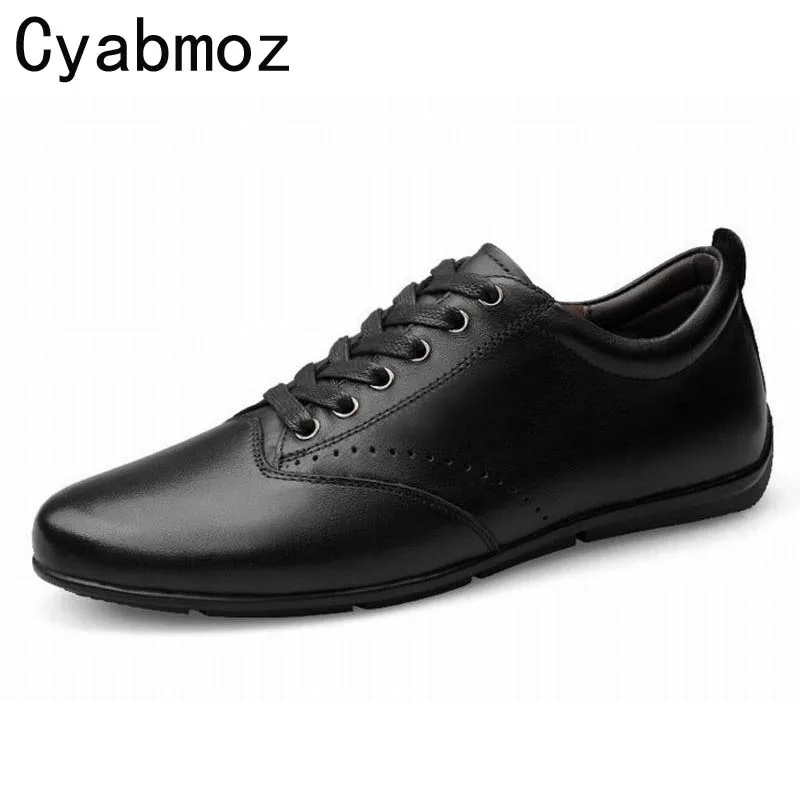 Мужская повседневная обувь из натуральной кожи цвет черный коричневый на