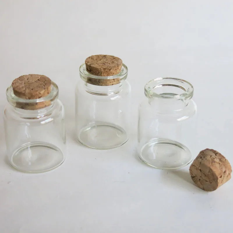 100 x 15ml Glass Bottle with Wood Cork Clear Color Cork Stopper Glass Vial Crimp Neck Decorative Bottle Craft Bottle
