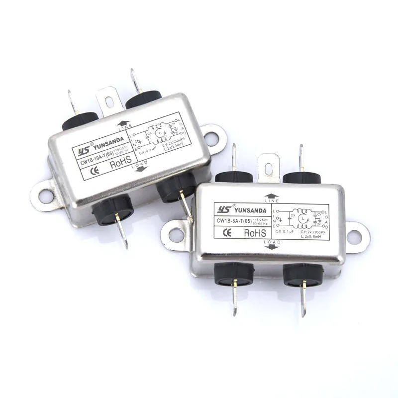 Мощность EMI фильтр CW1B-10A-T 10A 115V 250V CW1B 50/60HZ разъемы