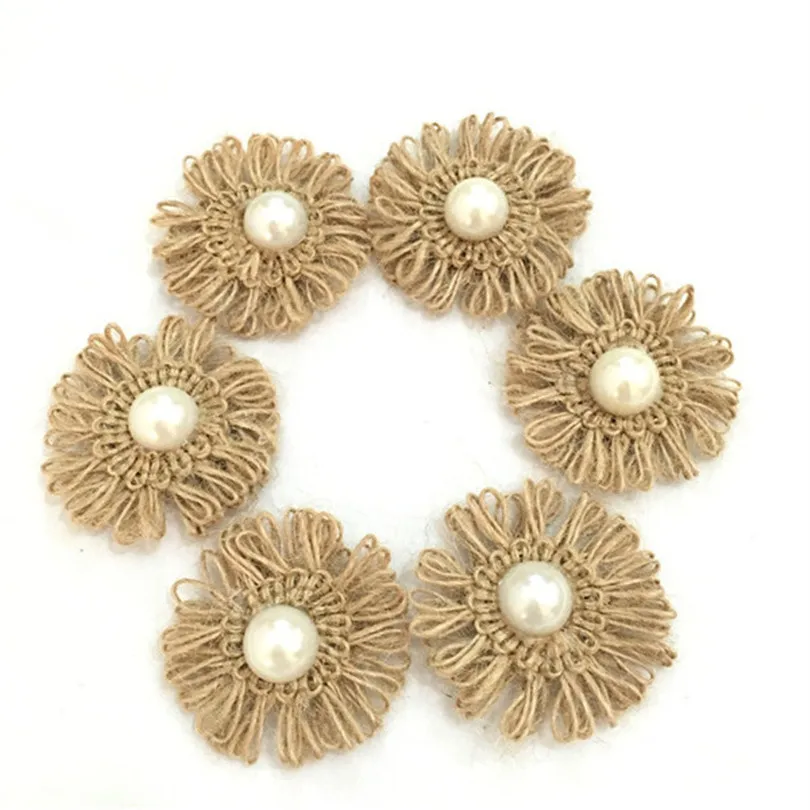10* 5cm Burlap Flowers Embellishments for Weddings Hair Accessories Scrapbooking or Crafts AA8013 | Дом и сад