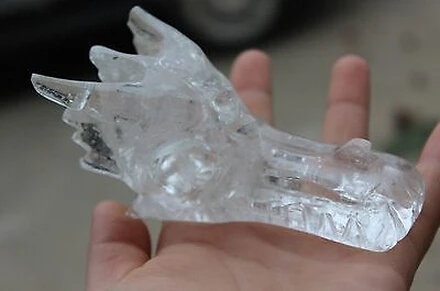 

NATURAL Jade Quartz CRYSTAL Carved Dragon Skull Healing