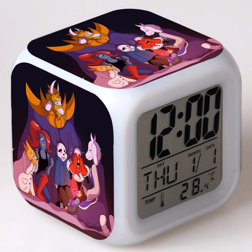 Светодиодный Будильник Undertale квадратные цифровые часы Настольный будильник с