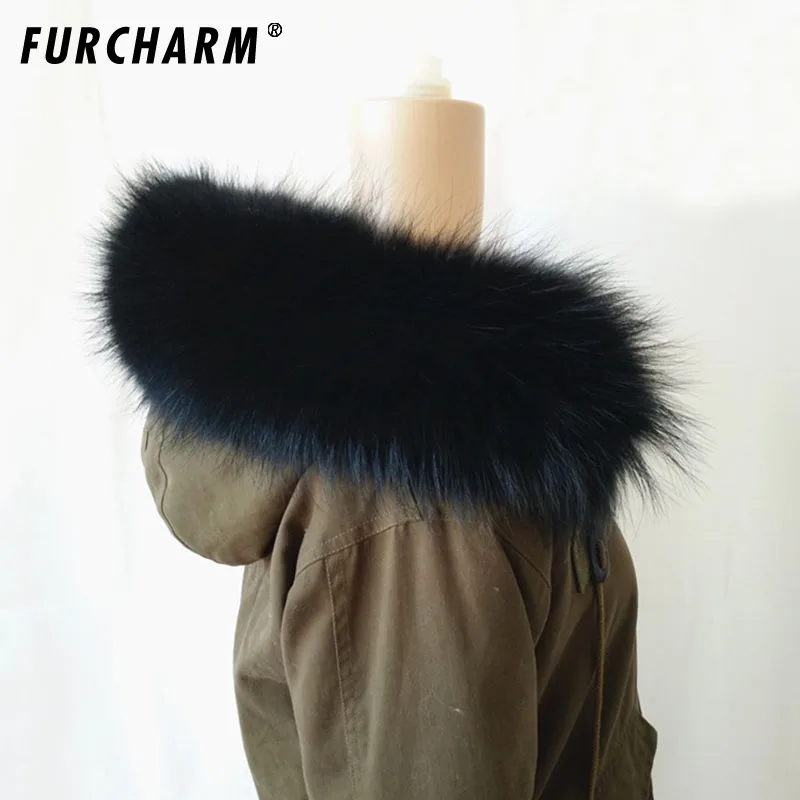 2019 новый большой Размеры 100% из натурального енота меховой воротник шарф для
